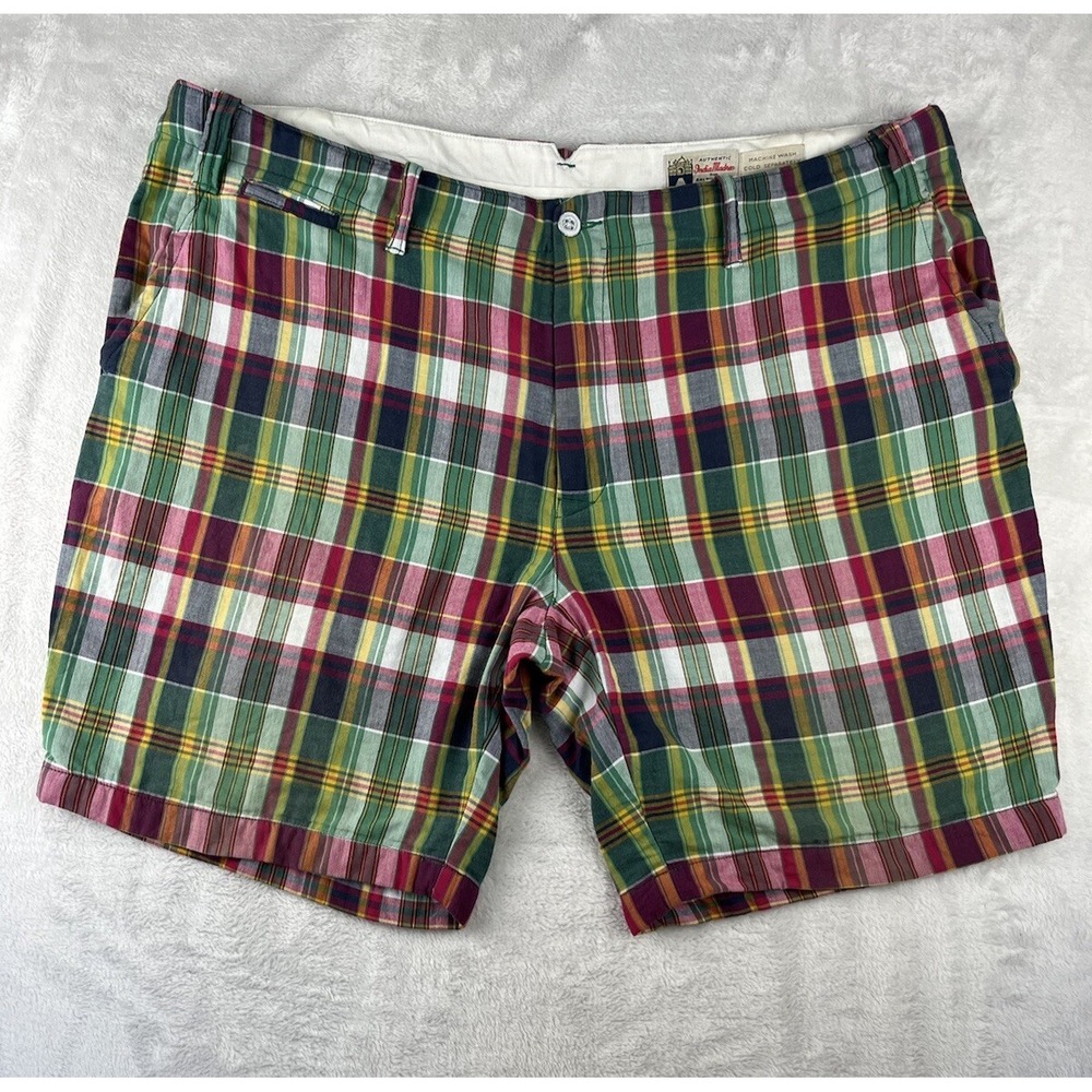 RALPH LAUREN Indian Madras Shorts Men 42 Plaid Flat Front Lightweight 9''Inseam